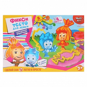 Набор теста для лепки 9 цветов из серии Фиксики с 4 формочками и аксессуарами (MultiArt, DM003-FIX (48))